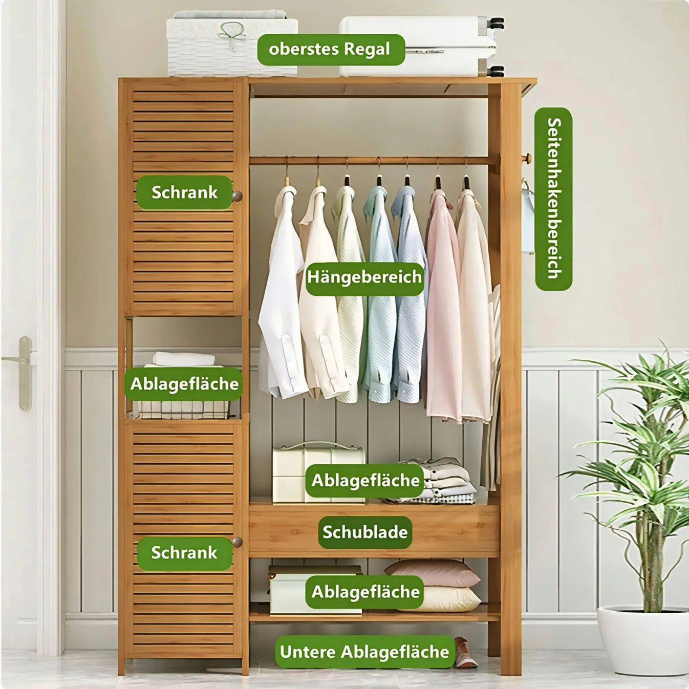 Minimalist Bedroom Closets Storage Organizer | Wooden Clothes Stand | wooden Alna