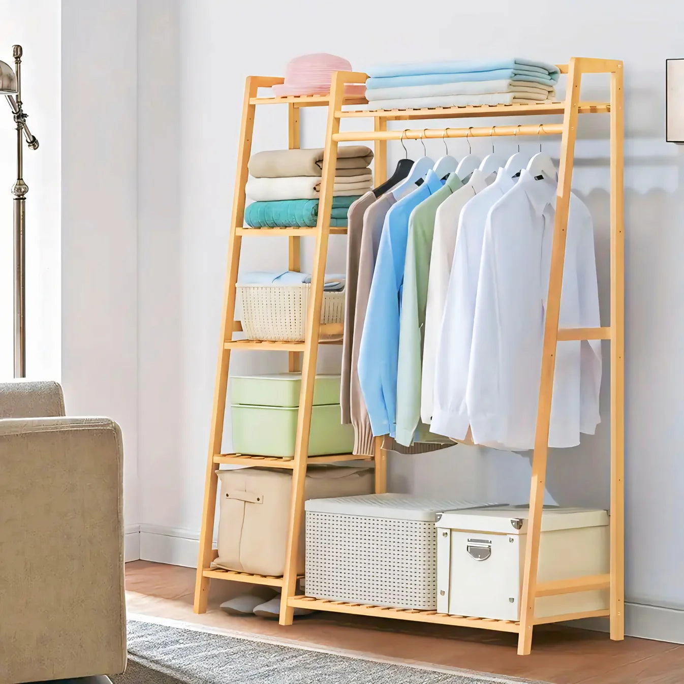 Premium Wooden Multi-Layer Cloth Stand – Durable & Stylish Alna for Modern Homes