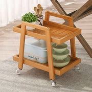 Wooden serving trolley 2-Shelf Kitchen trolley-IEKS12