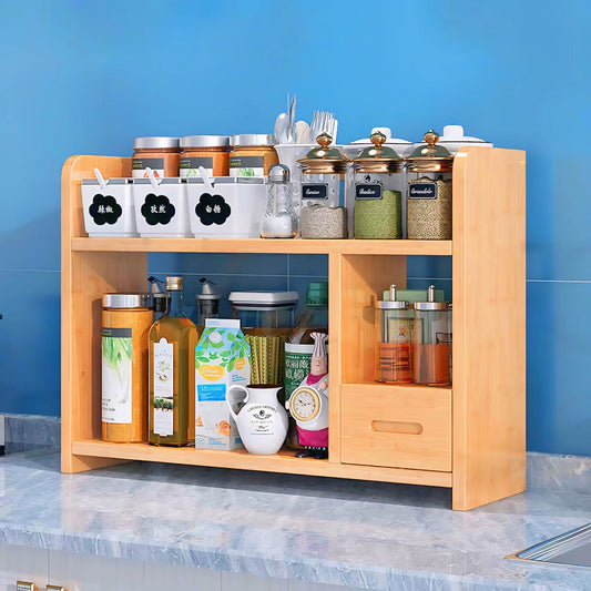 Solid Mahogany Kitchen Rack & Shelf – Elegant Wooden Storage
