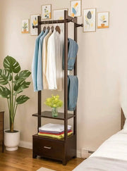 Wooden Multi-Layer Alna with Side Hooks & Drawer -IECSM 31