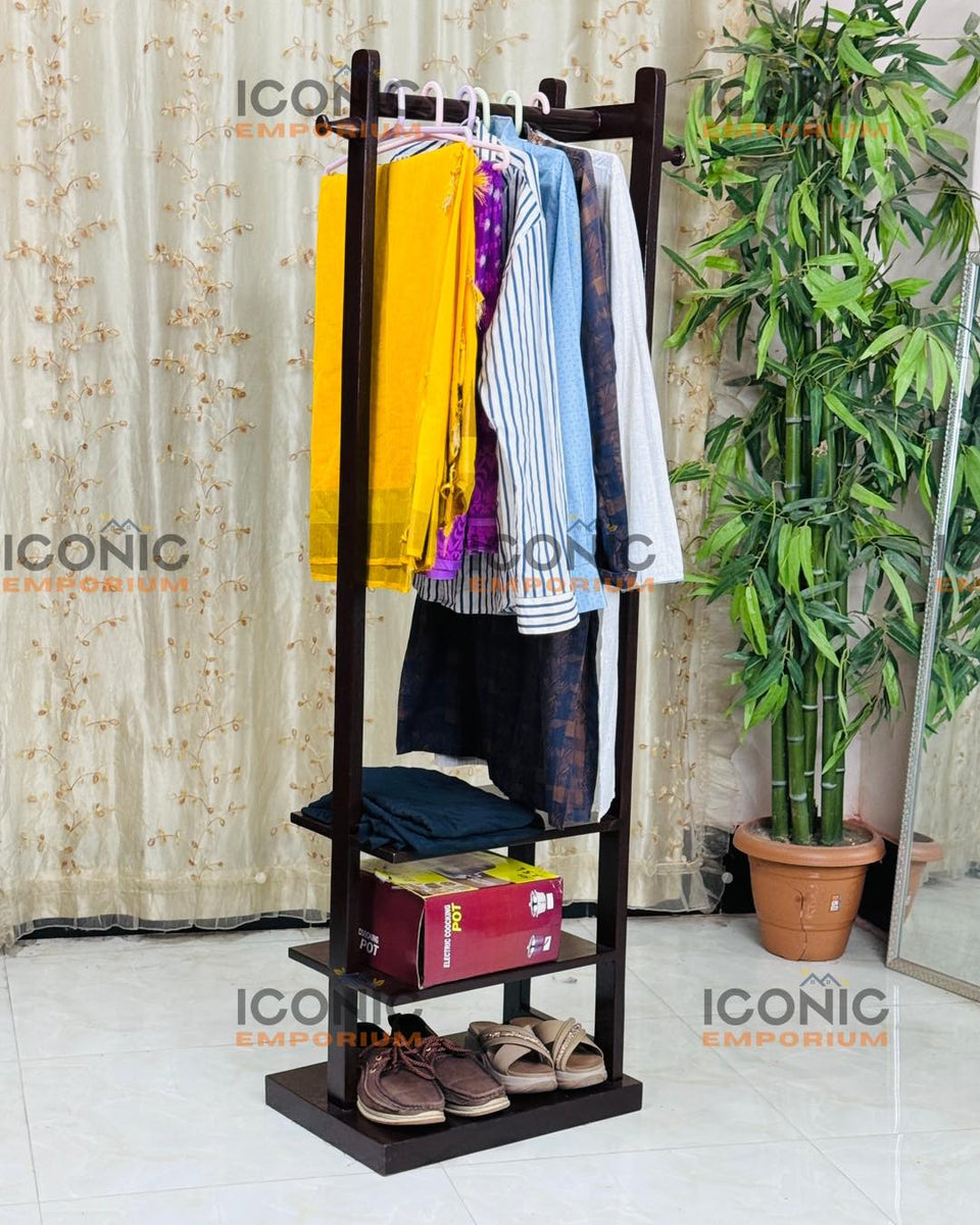Wooden Multi-Layer Alna with Side Hooks & Double Shelves-IECSM01 ...