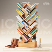 W Shape Large Bookshelf For Home and Office-IEBS36