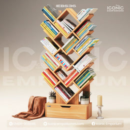 W Shape Large Bookshelf For Home and Office-IEBS36