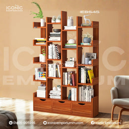 Wooden L-Shape Bookshelf For Office/Home-IEBS45