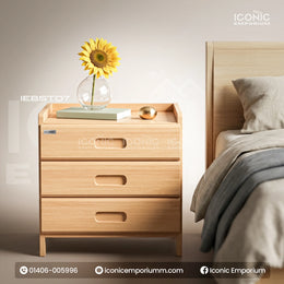 Modern Stylish Wooden Bedside Table With 3 Storage Box-IEBST07