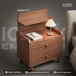 Stylish Wooden Bedside Table with Storage Box-IEBST17
