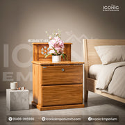 Wooden 2 Drawer Stylish Bedside Table-IEBST18