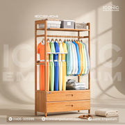 Modern Wooden Cloth Stand With Storage Drawer-IECSM04