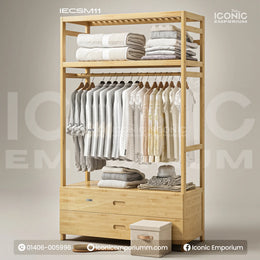 Modern Wooden Garments Stand  with Drawers-IECSM11