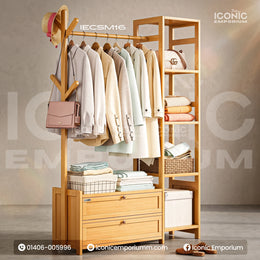 Luxury Wooden Cloth Organizer with Drawer-IECSM16