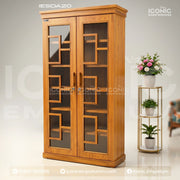 Elegant Wooden Glass Door Almirah Cum Bookshelf- IESDA20