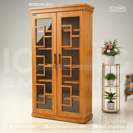 Elegant Wooden Glass Door Almirah Cum Bookshelf- IESDA20