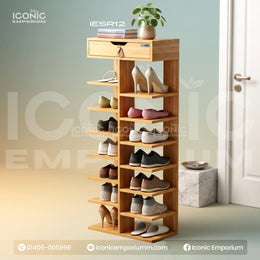 Double Row Shoe Organizer Rack – Space Saving & Stylish Footwear Storage Solution-IESR12