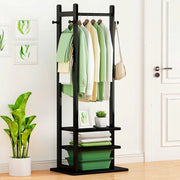 Wooden Multi-Layer Alna with Side Hooks & Double Shelves-IECSM01