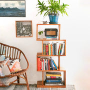 S Shaped Bookshelf 4 Tier Modern Freestanding Multi-Purpose Decorative Storage-IEBS39
