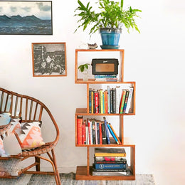 S Shaped Bookshelf 4 Tier Modern Freestanding Multi-Purpose Decorative Storage-IEBS39