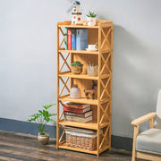 Modern Wooden 5 Tier Bookshelf Open Shelves X Design-IEBS31