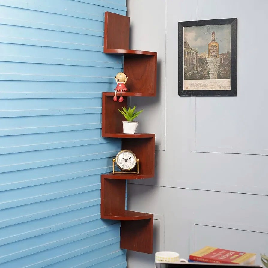 Wall Mounted Wooden Corner Shelf For Office & Home