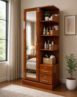 Modern Mirror Wardrobe with a Built-in Dressing Table-IESDA14
