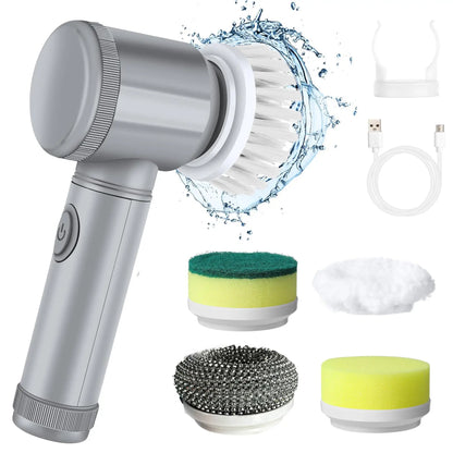 5 in 1 Powerful Electric Cleaning Brush Spin Scrubber Brush Deep Cleaning with 5 Replaceable Heads For Bathroom Kitchen