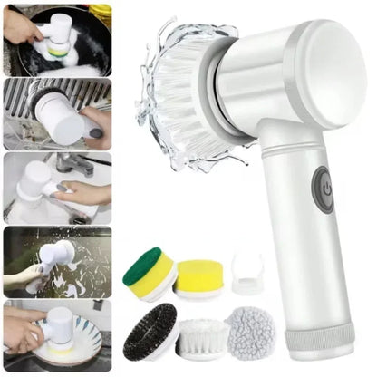 5 in 1 Powerful Electric Cleaning Brush Spin Scrubber Brush Deep Cleaning with 5 Replaceable Heads For Bathroom Kitchen