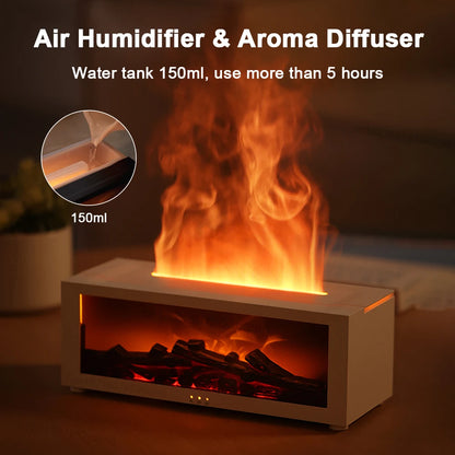 Flame Aroma Humidifier with LED Light & Remote Control – Essential Oils Diffuser for Home, Automatic Fragrance & Air Humidifier