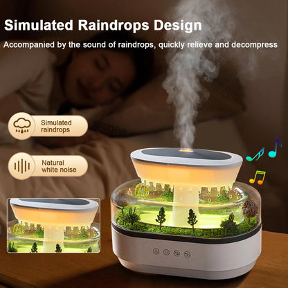 Aroma Humidifier Raindrop Air Humidifier Colorful Light White Noise Essemtial Oil Diffuser Home Ultrasonic Fragrance Diffuser