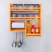 Wooden Wall Hanging Kitchen Shelf- Elegant Kitchen Organizer-IEKS18