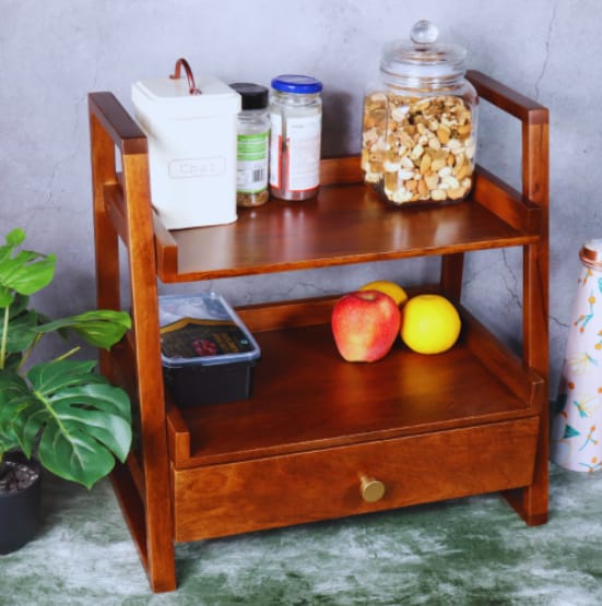 Wooden Kitchen Rack with Drawer