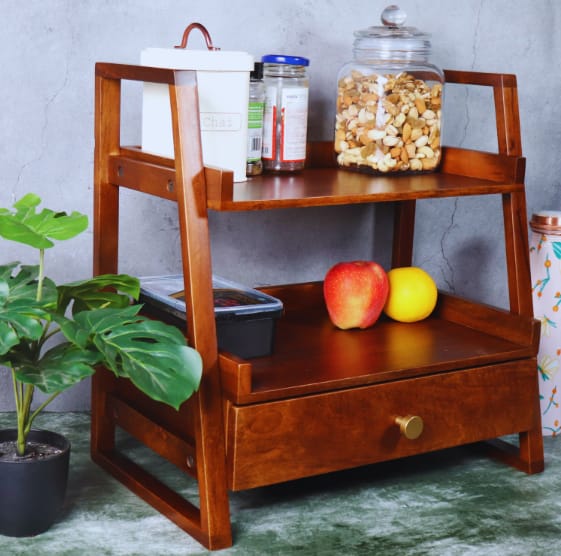 Wooden Kitchen Rack with Drawer