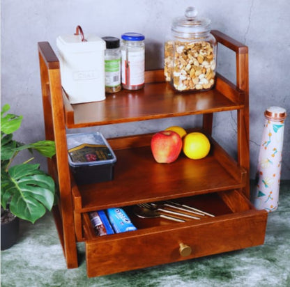 Wooden Kitchen Rack with Drawer
