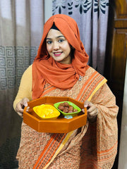 কাঠের প্রিমিয়াম - রাউন্ড শেপ ট্রে