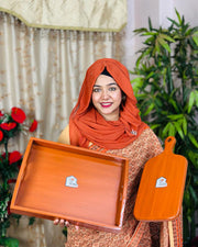 কাঠের চপিং বোর্ড ও সার্ভিং ট্রে কম্বো সেট!