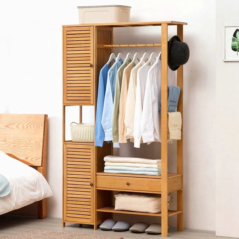 Wooden Bedroom Closet Storage Organizer – Durable Wooden Clothes Stand (Alna) for Efficient Storage