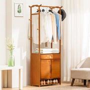 Solid Wooden Wardrobe Stand with Storage Door and Rack-IECSM15
