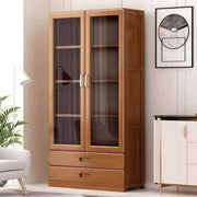 Exclusive Wooden 2 Glass Door Bookshelf/ organiser-IEBS51