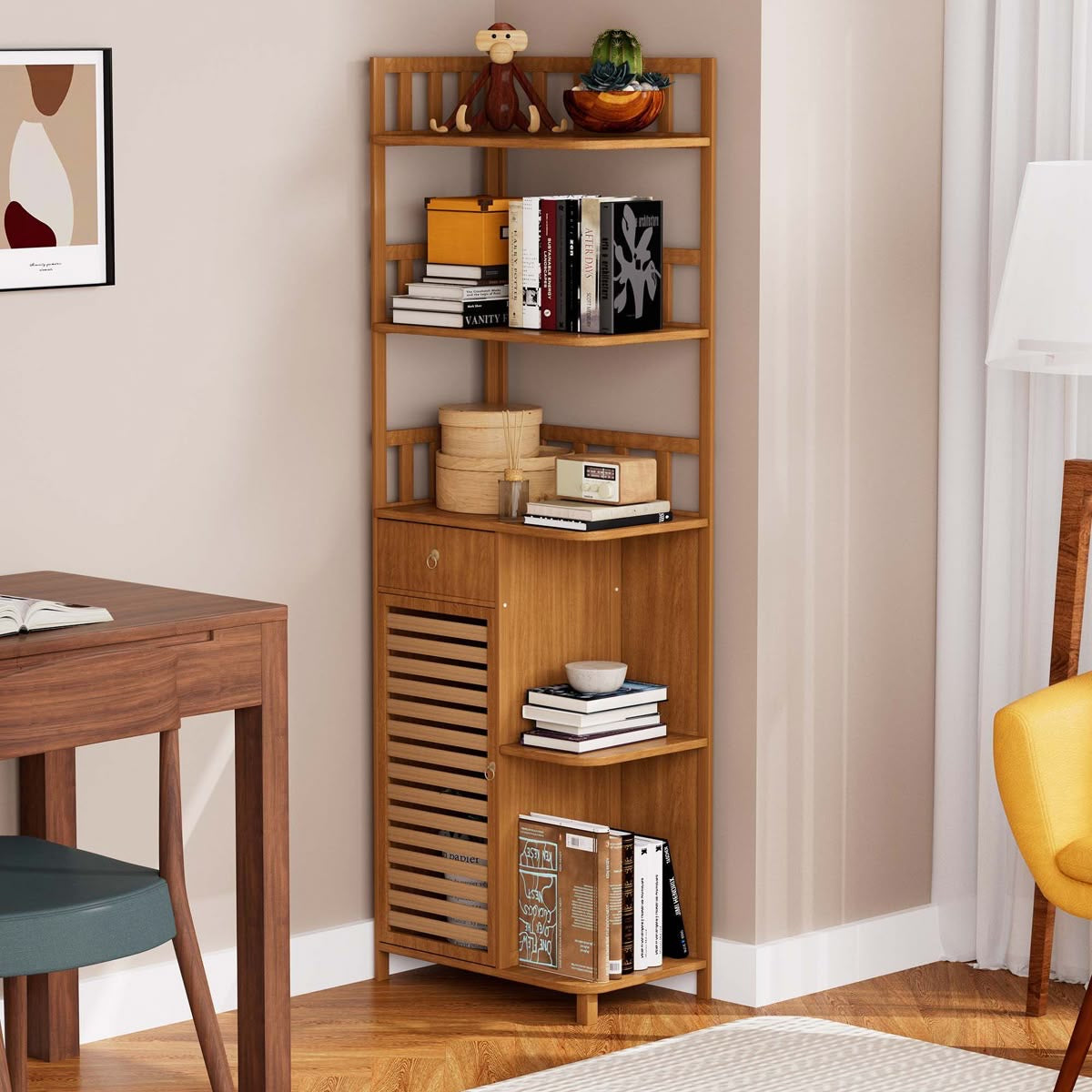 Wooden Bookshelf /Corner Shelf/Organizer- IECS01