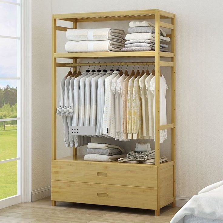 Modern Wooden Garments Stand with Drawers-IECSM11 – Iconic Emporium