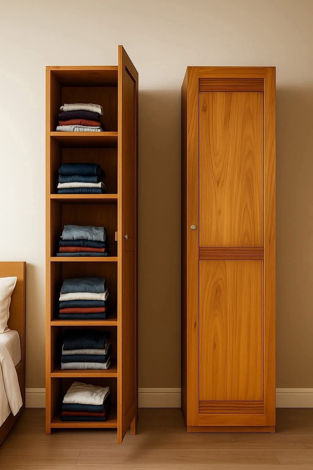 Wooden One Door Almira। Durable Craftmanship-IECSM10