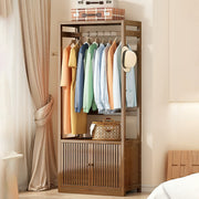 Premium Wooden Cloth Stand with Door Storage Space-IECSM08