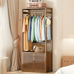 Premium Wooden Cloth Stand with Door Storage Space-IECSM08