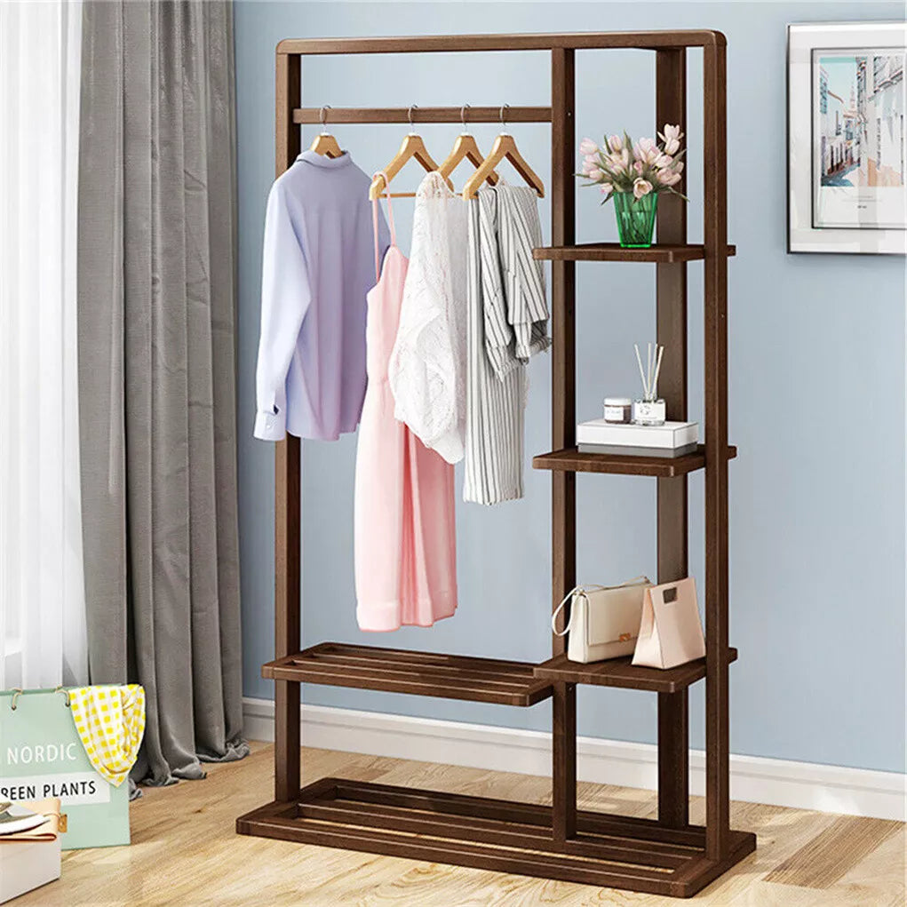 Solid Wooden Cloth Stand With Rack।  Smart Storage-IECSM03